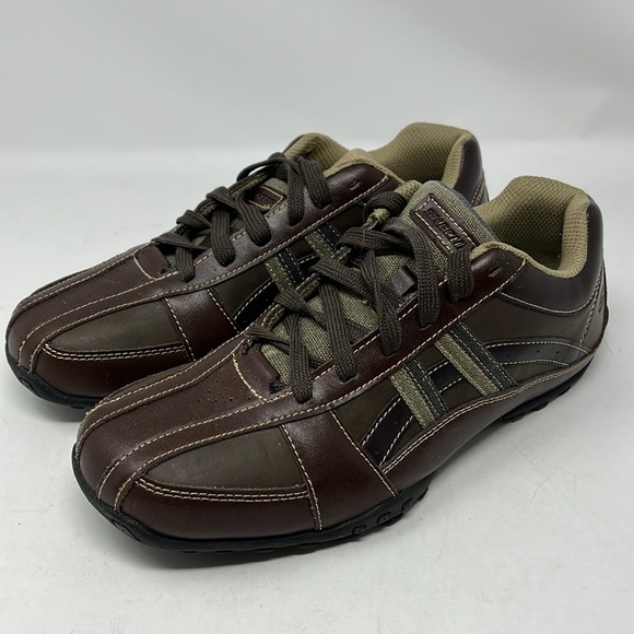 SKETCHERS CITY WALK MALTON WALKING SHOE LEATHER SNEAKER BROWN MENS SIZE 8.5 - Picture 3 of 12